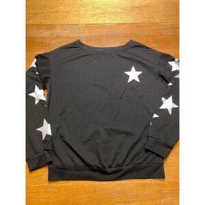 Black Sweatshirt With White Star Print Long Sleeves